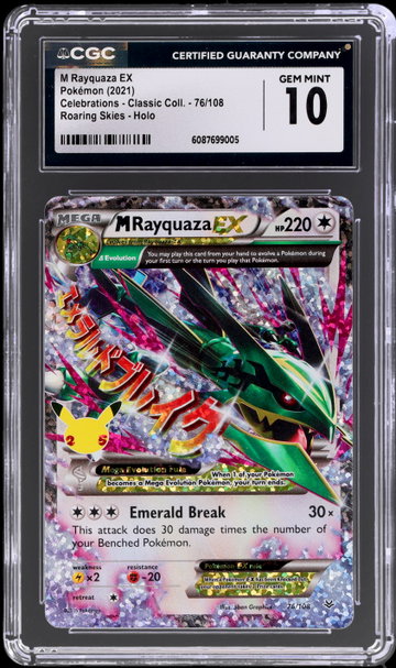 2021 Pokemon Celebrations Classic Collection Roaring Skies M Rayquaza EX CGC 10