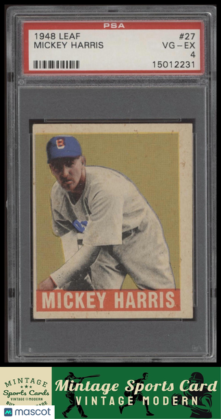 1948 Leaf Mickey Harris #27 RC PSA 4