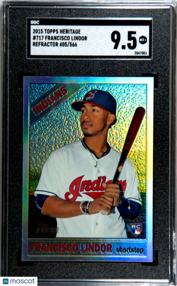 2015 Topps Heritage Francisco Lindor Refractor 405/566 Rookie #717 SGC 9.5 Cleveland Indians