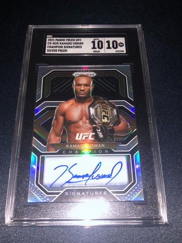 2021 Panini Prizm UFC Kamaru Usman Champion Signatures Silver Prizm SGC 10/10