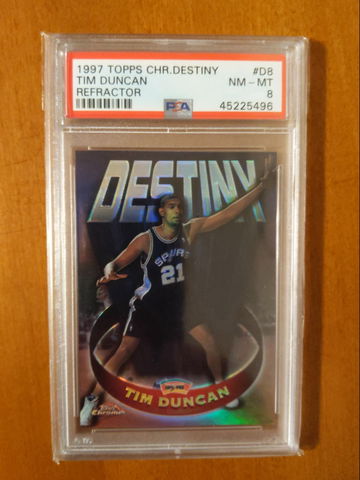 1997 Topps Chrome Destiny #D8 Tim Duncan Refractor PSA 8
