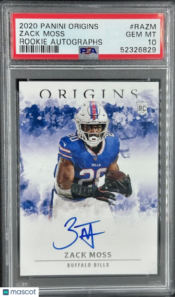 2020 Origins Rookie Autographs Zack Moss Rookie Autographs PSA 10