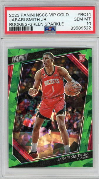 2023 Panini NSCC VIP Jabari Smith Jr. #RC14 /99 PSA 10 RC Green Sparkle