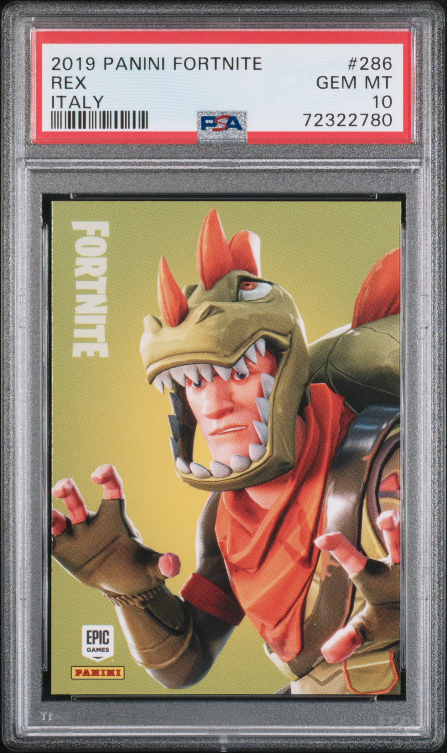 2019 Panini Fortnite Rex #286 Italy PSA 10 low pop