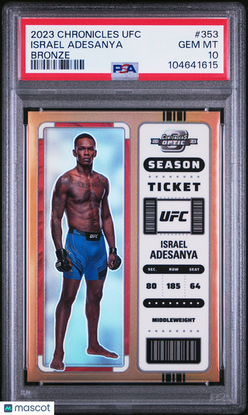 2023 Panini Chronicles UFC Israel Adesanya #353 Bronze Parallel/Variety Low Pop PSA 10