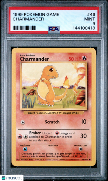 1999 Pokemon Game Charmander PSA 9 #46