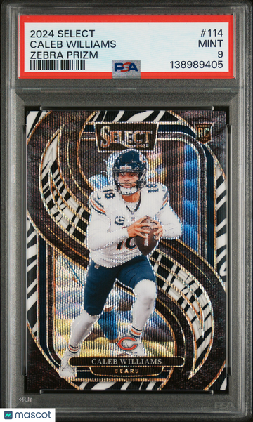 2024 Panini Select Caleb Williams #114 Zebra Prizm PSA 9