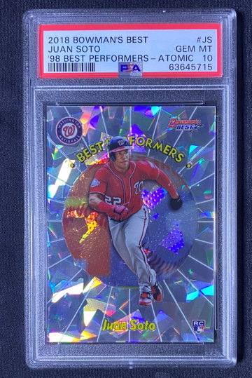 2018 Bowman’s Best juan Soto best performers Atomic Refractor PSA 10 Rookie