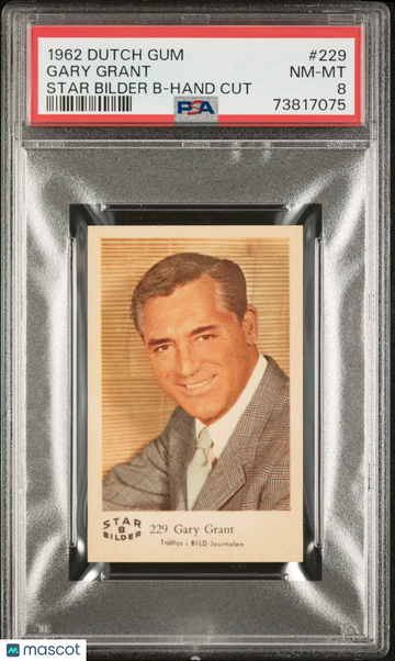 1962 Dutch Gum Star Bilder B Gary Grant #229 None higher! Pop 1. PSA 8