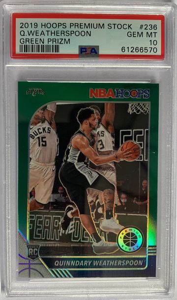 2019 Hoops Premium Stock Quinndary Weatherspoon Green Prizm PSA 10