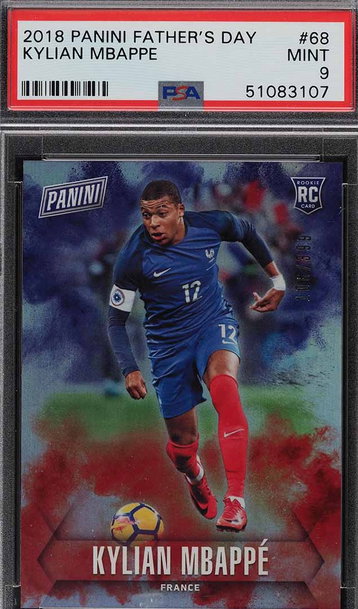2018 PANINI FATHER'S DAY KYLIAN MBAPPE ROOKIE RC /399 #68 PSA 9