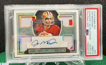 2018 Panini One Joe Montana #97 Patch PSA 9 Auto 10