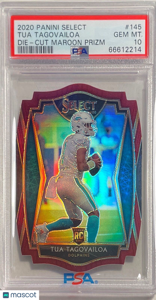 2020 Panini Select Tua Tagovailoa #145 Die Cut Maroon Prizm PSA 10