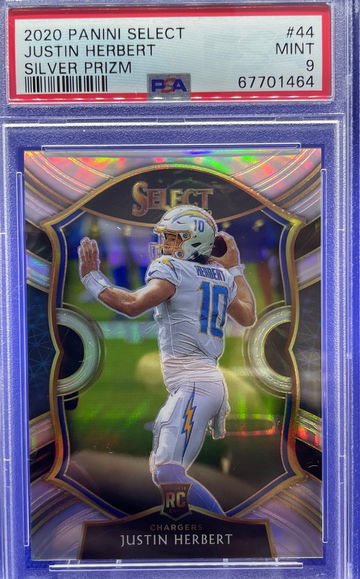 2020 Panini Select JUSTIN HERBERT #44 RC Concourse SILVER Prizm PSA 9 MINT