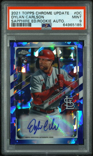 💎👻 DYLAN CARLSON Rookie Auto 2021 Topps Chrome Update 🔥 SAPPHIRE Edition 🚨🧨