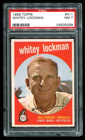 1959 TOPPS #411 WHITEY LOCKMAN PSA 7