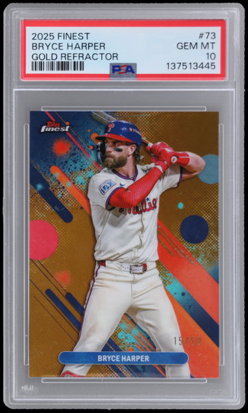 2025 Topps Finest Bryce Harper Gold Refractor PSA 10