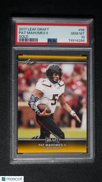 2017 Leaf Draft Patrick Mahomes II #56 Gold Parallel/Variety Rookie Base Set PSA 10