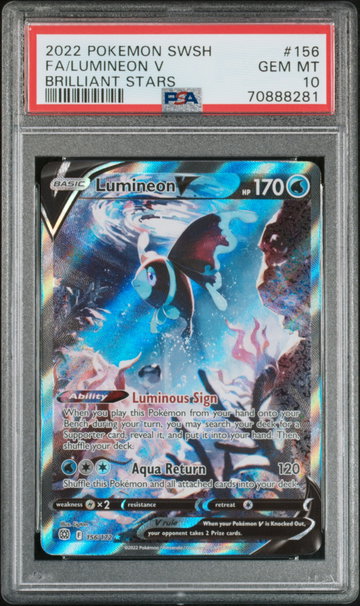 2022 Pokemon Sword and Shield Brilliant Stars Lumineon V #156 PSA 10
