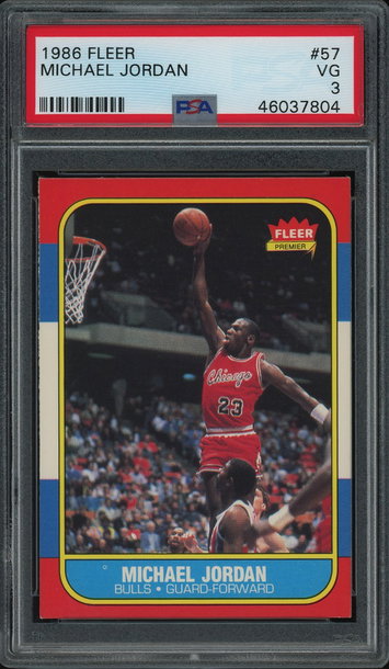 Michael Jordan 86 Fleer, Heavy indent on surface, but presents well