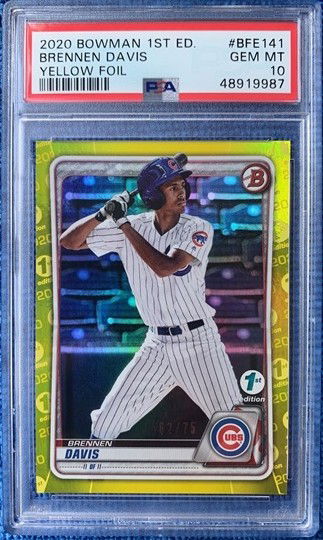 Bowman 1st Edition Brennen Davis Yellow Foil /75