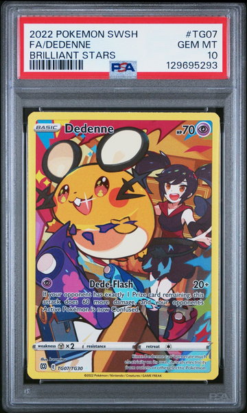 2022 Pokemon Sword and Shield Brilliant Stars Trainers Gallery Holo Dedenne #TG07 PSA 10