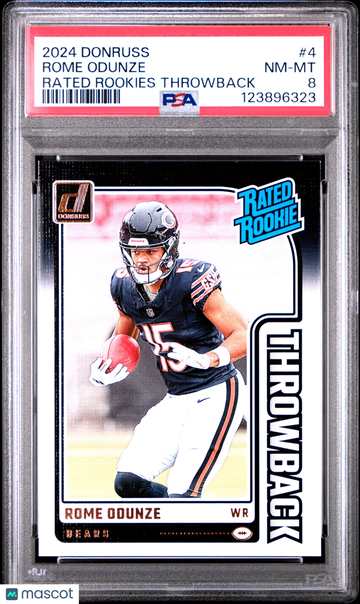 2024 Panini Donruss Rated Rookies Throwback Rome Odunze #4 Rookie PSA 8