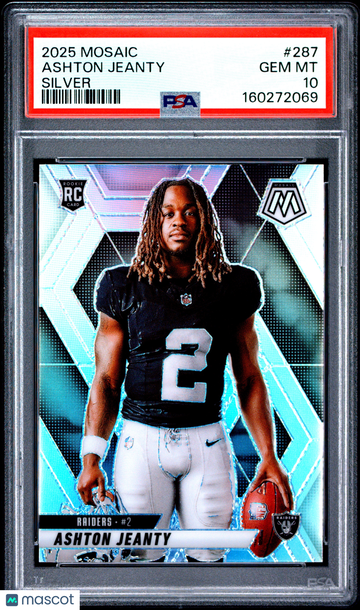Ashton Jeanty 2025 Panini Mosaic Silver Short Print Parallel/Variety Rookie PSA 10 #287