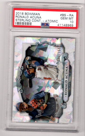 2018 Bowman Ronald Acuna Sterling Atomic 100/150 Braves PSA 10