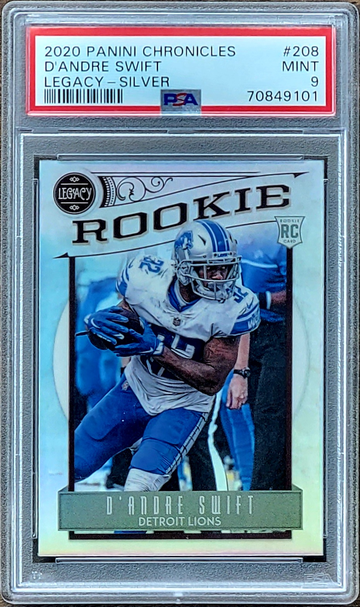 2020 D'ANDRE SWIFT Panini SILVER PRIZM Legacy Chronicles PSA 9 POP 2 Rookie #208