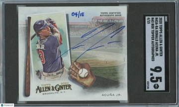 2020 Topps Allen & Ginter Ronald Acuña Jr. #N43A-RA N43 Box Topper Autograph 15 Box Topper SGC 9.5