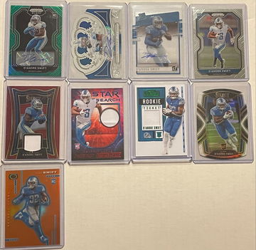 Chicago Bears 2020 D’Andre Swift 10 card rookie lot including 3 autos!