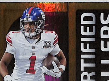 2025 Panini Certified Trading Card Malik Nabers New York Giants Certified Ballers Gold Logo Patch /10