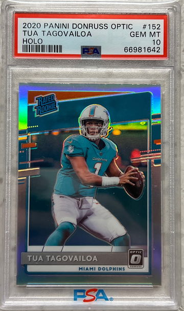 2020 Donruss Optic Tua Tagovailoa Silver Holo Rated Rookie PSA 10 Dolphins RC