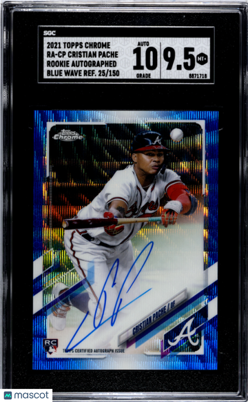 2021 Topps Chrome Cristian Pache #RA-CP Rookie Autograph Blue Wave Refractor 150 /150 SGC 9.5 Auto 10