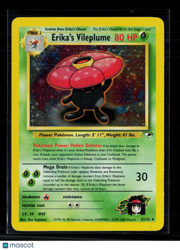 2000 Gym Heroes Erika's Vileplume Holo Rare #5/132