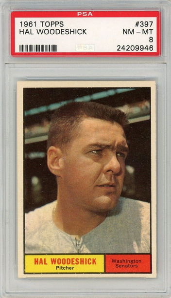 1961 Topps Hal Woodeshick #397 PSA 8 P1307