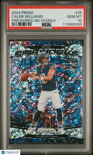 2024 Panini Prizm Fireworks Caleb Williams #25 No Huddle PSA 10