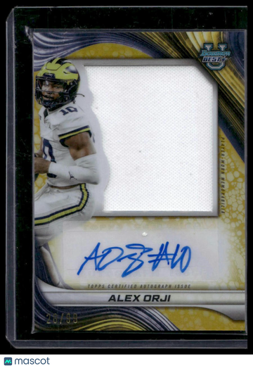 2024 Bowman University Best Alex Orji #PJA-AO Prospect Jumbo Relic Autographs Second Honor Roll SN,MEM,AU