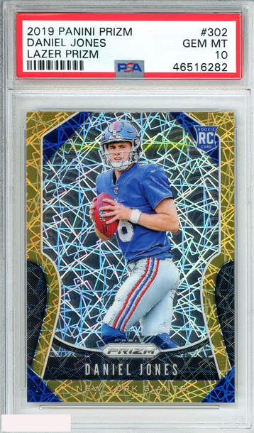 2019 PANINI PRIZM DANIEL JONES #302 LAZER PRIZM GIANTS ROOKIE RC PSA 10 GEM MT