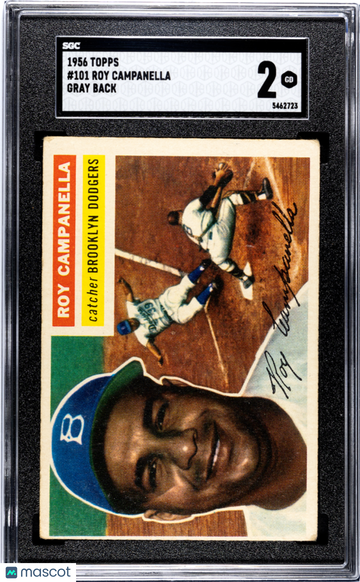 1956 Topps Roy Campanella #101 Gray Back SGC 2