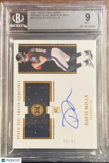 2021 Panini Encased Rookie Dual Swatch Signatures Davis Mills #RCADM BGS 9 Auto 10