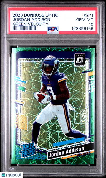 2023 Panini Donruss Optic Jordan Addison #271 Green Velocity Rookie PSA 10