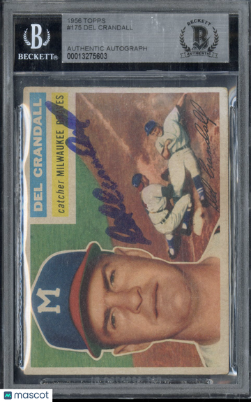 1956 Topps Del Crandall #175 Hand Signed Auto BVG Authentic BAS Auto Authentic