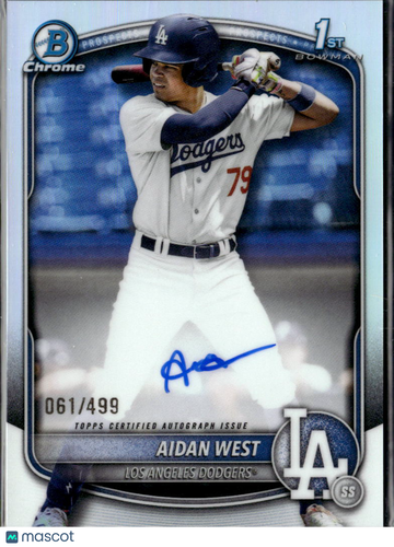 Aidan West 2025 Topps Bowman Chrome 1st Bowman Auto Refractor /499 Los Angeles Dodgers