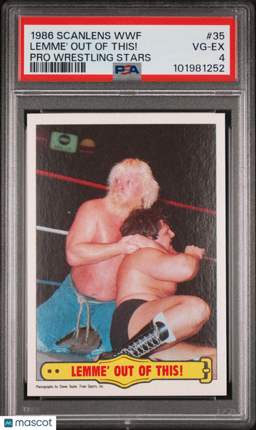 1986 Scanlens WWF Pro Wrestling Stars Lemme' Out Of This! #35 PSA 4