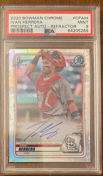 Ivan Herrera - 2020 Bowman Chrome Prospects Rookie Auto Refractor 433/499 - PSA 9