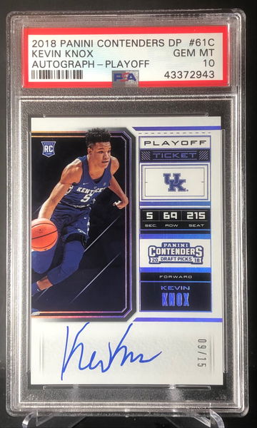 2018 Panini Contenders DP Kevin Knox Auto Playoffs /15 PSA 10 POP 2
