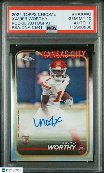 2024 Topps Chrome Rookie Autographs Variations Xavier Worthy #RAXWO PSA 10 Auto 10