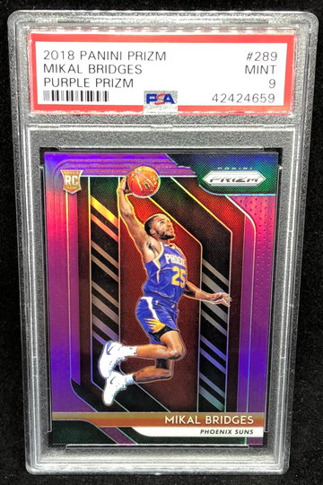Mikal Bridges 2018 Prizm Purple /75 PSA 9 Mint Rookie RC